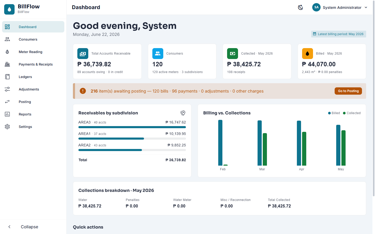 BillFlow dashboard